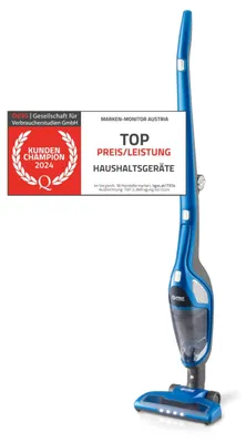 Productafbeelding van TZS First Austria 2-in-1 steelstofzuiger en handstofzuiger | Tot 60 minuten accuduur | LED-verlichting | Wandoplaadstation | Zonder zak | Draadloos | Blauw *B-product*