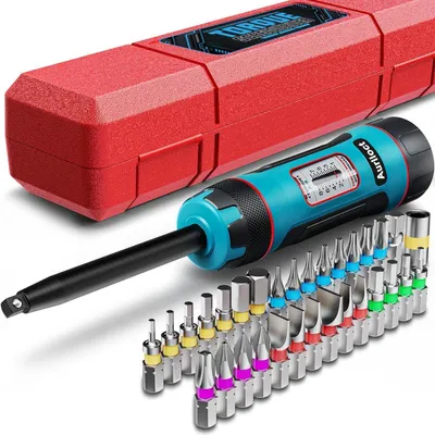 Productafbeelding van Set momentschroevendraaiers 1-8 Nm, 32-delig, met S2-staalbits. Langere schacht voor gebruik in huis en op fietsen