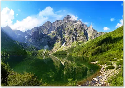 Produktbild von Tulup® Leinwandbild - 100x70 cm - Wandkunst - Drucke auf Leinwand - Leinwanddruck  - Landschaften - Grün - Berg See Gebirge
