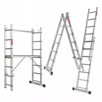 Produktbild von Leiter Aluminium Bauleiter Arbeitsgerüst Gerüstleiter Mehrzweckleiter 3in1 150kg