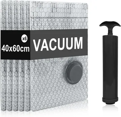 Produktbild von Kompressionsbeutel für Reisen – Set mit 6 Stück – Kleiderbeutel – Vakuum – Pumpe – Vakuumbeutel – 40 x 60 cm – Platzsparend