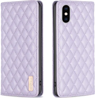 Produktbild von iPhone XS Max Hülle, Elegant Bookstyle Flip Leder Kartenfächer Schutzhülle mit Ständer für iPhone XS Max Lila