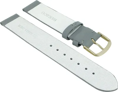 Produktbild von Herzog Beach II > Uhrenarmband glattes Leder gleichlaufend > grau, Stegbreite:20mm, Schließe:Gelbgolden