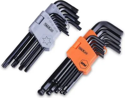 Immagine prodotto di TACKLIFE HHW1B, set di chiavi esagonali Torx da 22 pezzi, 9 * chiavi esagonali a testa Torx, 13 * a sfera, HRC56, metriche, braccio lungo