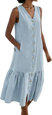 Productafbeelding van Currero Zomerjurk Dames Lichtblauw S