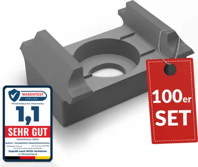 Produktbild von Qualinos Zaunhalter flache Auflage für Zaunpfosten Silber 9006 (100 Stück) – Stabmattenzaun Zubehör zur Doppelstabmattenzaun Befestigung