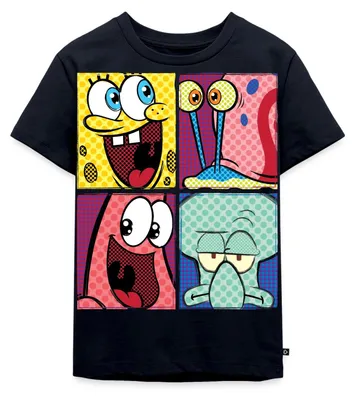 Produktbild von Spreadshirt SpongeBob Schwammkopf Patrick Gary Thaddäus Kinder Premium T-Shirt, 110/116 (4 Jahre), Navy