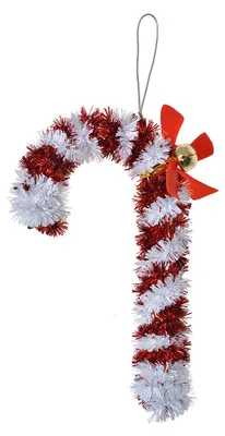 Productafbeelding van Clayre & Eef kerstornament, suikerstok, 16 cm, rood-wit, kunststof