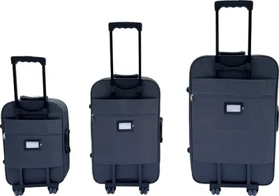 Produktbild von Reisekoffer Stoffkoffer Trolley Gepäck Set 3 tlg. Travel Rollkoffer Hangepäck Dunkelgrau