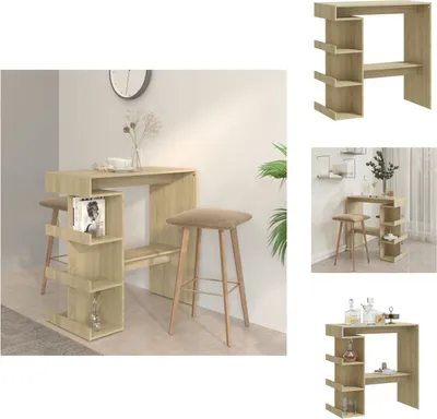 Obrázek produktu pro vidaXL Barový stůl s policí Sonoma dub 100x50x101,5 cm materiál na bázi dřeva - Jídelní stoly