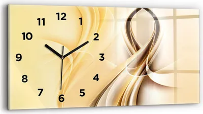 Produktbild von Wallfluent Wanduhr – Stilles Quarzuhrwerk - Uhr Dekoration Wohnzimmer Schlafzimmer Küche - Zifferblatt - schwarze Zeiger - 60x30 cm - Wellenabstraktion