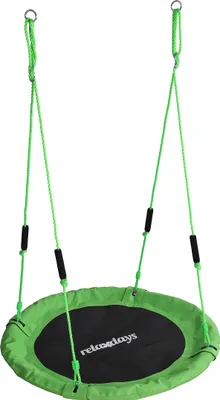 Produktbild von Relaxdays Nestschaukel, runde Hängeschaukel Schaumstoffgriffe, Kinder, verstellbar, outdoor, Ø: 100 cm, bis 100 kg, grün