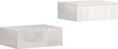 Produktbild von 2er-Set Nachttische, wandmontiertes Design, Schublade, für Schlafzimmer, Spanplatte, Weiß