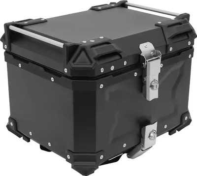 Obrázek produktu pro Motocyklový topcase/zadní kufr – zavazadlový box – objem 45 l – vodotěsná hliníková slitina – uzamykatelný – univerzální montáž – max. 10 kg – černý