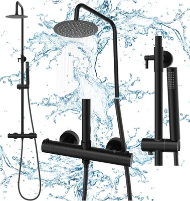 Immagine prodotto di Granitan | Set doccia termostatato - Glami - Nero opaco - Design moderno - Funzione di sicurezza