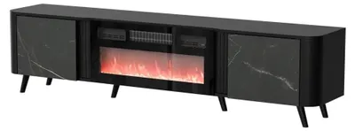 Produktbild von Cama RTV Schrank Volare 200 x 39 x 49 cm schwarz/san sebastian + Kamin, Schwarz, Partikelbord, Schwarz, Partikelbord, Laminat, Matt