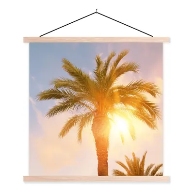 Produktbild von MuchoWow® Textilposter Palme - Sommer - Sonne - Tropisch 60x60 cm mit holzfarbenen Rahmen - Wanddekoration
