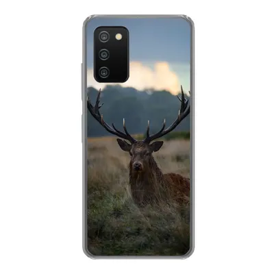 Produktbild von MuchoWow® Handyhülle Schutzhülle Hülle für Samsung Galaxy A03s Hirsch - Wiese - Geweih Silikon Softcase Handy Hülle - Schutz