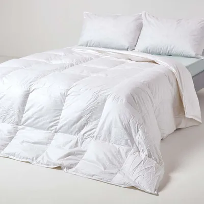 Obrázek produktu pro HOMESCAPES Lehká letní přikrývka 150 x 200 cm, péřová přikrývka s výplní 136 g, lehká letní přikrývka, extra měkké kachní peří a prachové peří, tepelná třída 2