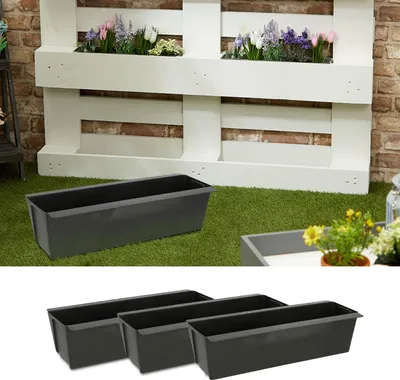 Produktbild von Pflanzkasten 4er Set aus Kunststoff für Europalette Pflanzkübel B 38cm