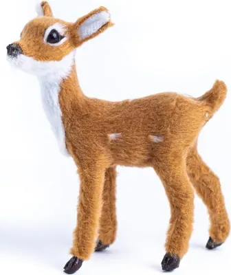 Image de Figurine décorative Cerf avec fourrure Automne 10cm