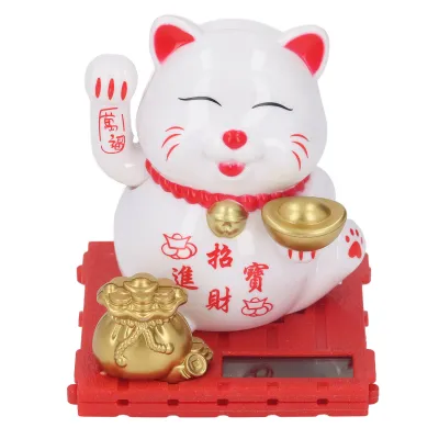 Imagen del producto de Gato solar que agita la cola, Gato que agita la cola y funciona con energía solar, Gato de la suerte que funciona con energía solar, Gato de la suerte del Feng Shui que funciona con energía solar, Gato de la suerte que invita, Gato solar lindo que agita la cola, Gato de la suerte solar con brazo que agita, Gato solar de buena suerte