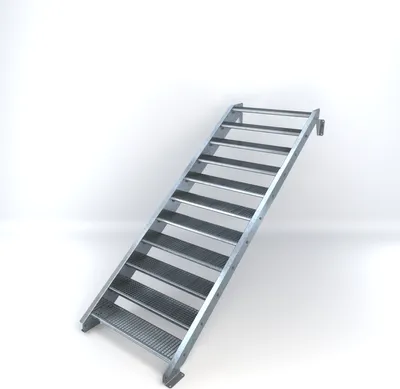 Produktbild von Stahltreppe 11 Stufen bis Höhe 220 cm, Laufbreite : 110 cm kein Geländer ST 1 (31 / 31 mm)