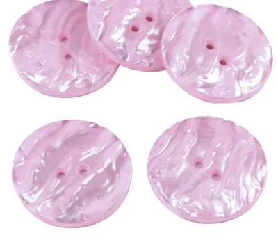 5 Kunststoffknöpfe in Perlmuttoptik 38 mm rund 2 Loch-Knöpfe flieder