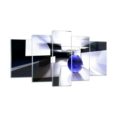 Produktbild von Bilder auf glas - Grafik kugel geometrie - 160x85cm - Glasbilder - Wandbilder - Kunstdruck - zum Aufhängen bereit - Wanddekoration aus Glas - Glas Bilder - Wandbild auf Glas - 5 Teile - GEA160x85-2368