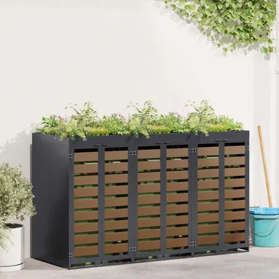 Produktbild von "Schlussverkauf" Wagenmüllbehälter/Mülltonnenbox - für 3 Behälter 204x77,5x121,5 cm Stahl  C16999