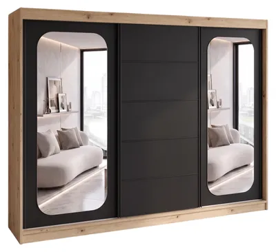 Produktbild von BELANO Schwebetürenschrank 200 cm mit Spiegel – Kleiderschrank mit Schiebetüren, Innenausstattung:  Premium Plus