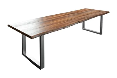 Produktbild von Esstisch Baumkante massiv Akazie nussbaum 240 x 100 silber LIAM