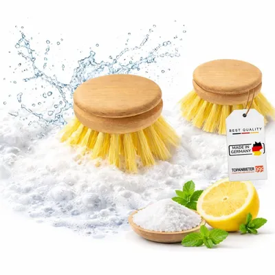 Produktbild von Wechselkopf für Spülbürste Kleiner Ersatz-Bürstenkopf Ø 4,3cm 2er Set Fibre für Holz-Spülbürsten 23cm Küche