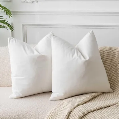 Zdjęcie produktu dla Zestaw 2 poduszek dekoracyjnych, 45x45 cm, kremowy kolor, kwadratowe, z ukrytym zamkiem błyskawicznym