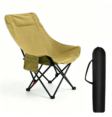 Produktbild von Campingstuhl, Faltstuhl, hohe Rückenlehne, Belastbarkeit 130 kg, 2 Seitentaschen, für Outdoor