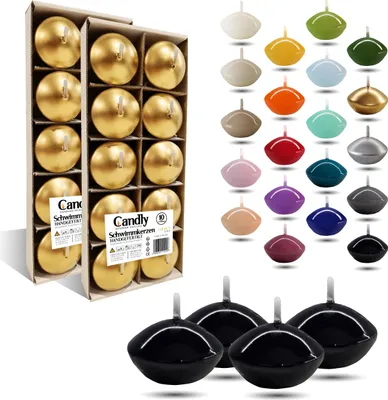 Obrázok produktu pre CANDLY HANDMADE© 10x plávajúce sviečky Premium Ø 45 mm | Valentín, Veľká noc, Vianoce, bytové dekorácie, sviečky, sviečky pre dámy (čierna)