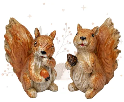 Produktbild von 2er Set Eichhörnchen Figuren – Herbstdeko in Naturoptik