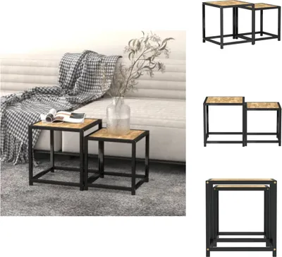 Produktbild von vidaXL Beistelltische 2 Stk. MDF Schwarz und Gelb -  Beistelltische