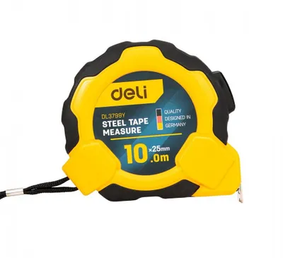 Obrázok produktu pre Steel Measuring Tape 10m/25mm Deli Tools EDL3799Y (yellow)