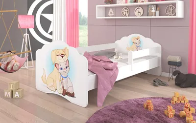Produktbild von Kinderbett "Casimo" 80x160cm Einzelbett mit Rausfallschutz weiß Motiv wählbar