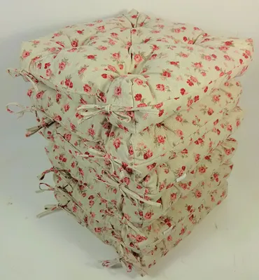 Produktbild von Rattani Set 6 x Stuhlkissen/Sitzkissen Klara 42 x 42 cm Dicke 8 cm, Stoff Mirha Leinen Rose