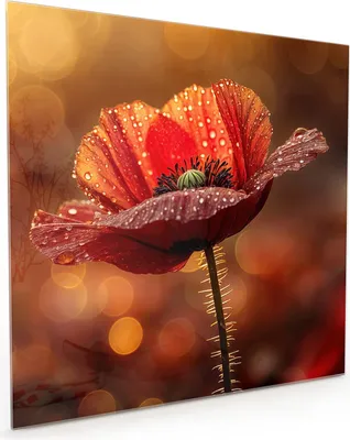 Produktbild von Küchenrückwand Spritzschutz Glas mit Motiv Blühende Mohnblume 40 x 40 cm