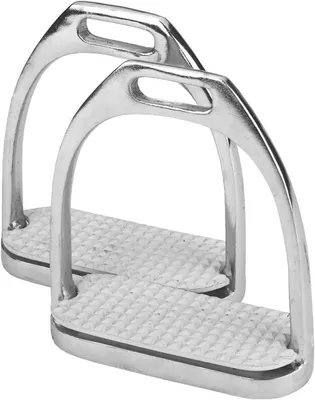 Productafbeelding van Beugels Paard - Stijgbeugels Paar - Paardrijden - Met Rubber Inzet - 12 cm - Zilver