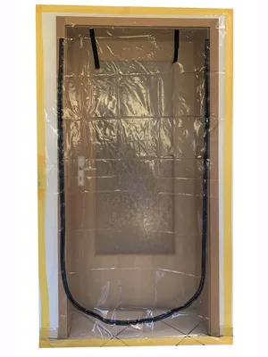 Produktbild von Staubschutztüre, Folie U-Form - 110x210 cm Extra Starke - mit 2- seitigem Reißverschluss – U-Form - Absolut Staubdicht – Einfache Fixierung – Wiederverwendbar – Schmutzschleuse…