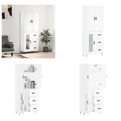 Produktbild von vidaXL Highboard Weiß 69,5x34x180 cm Holzwerkstoff - Highboard - Highboards - Sideboard - Schrank