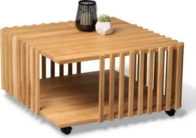 Produktbild von Couchtisch >Malik< rollbar, Wildeiche massiv geölt - 75x40x75cm (BxHxT)
