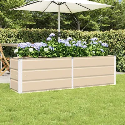 Produktbild von "Schlussverkauf" Pflanzkübel im Garten - 1 pc - Blumenbeet/Gartenbeet - Elfenbein 160x40x45 cm Stahl  C13505