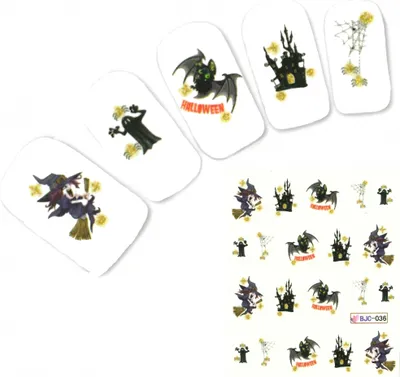 Produktbild von Tattoo Nail Halloween Kürbis Fledermaus Glitzer Aufkleber Nagel Sticker