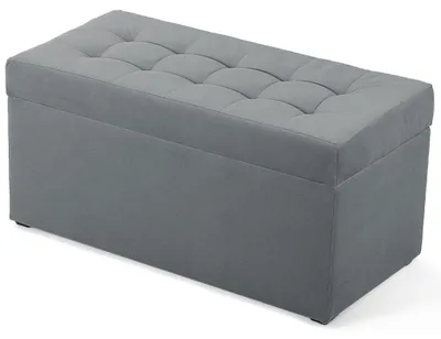 Obrázok produktu pre MG Design, šedá taburetka s úložným priestorom, 45x90 cm - objem úložného priestoru 100 litrov, nosnosť do 300 kg, matný povrch, ľahko udržiavateľná, vhodná do obývačky a predsiene