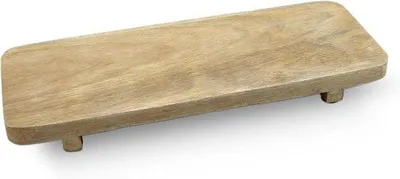 Image de Table de service en bois - Naturel - 38 x 15 cm - Plateau de service décoratif sur pieds - Plateau en bois pour fromages, table de service